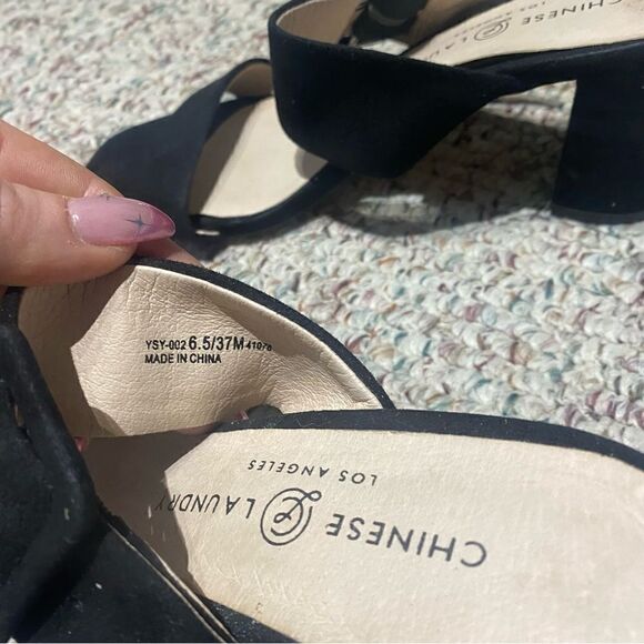 Chinese Laundry Black Buckle Strap Slide On Heels Womens Size 6.5 - Picture 4 of 6